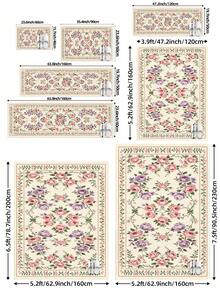 DAJIANG 1pc Floral Shaped Vintage Rug, Kitchen Rug, Hallway Rug, Suitable For Bathroom, Kitchen, Outdoor, Indoor, Hallway, Bedroom, Living Room, Bedside Mat, Machine Washable Easy To Clean, Non-Slip Entryway Mat, Bedroom Bathroom Decorative Rug - Multicolor - View 3