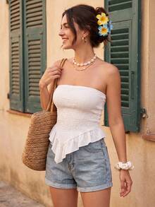 Women Denim Shorts - Blue - View 4
