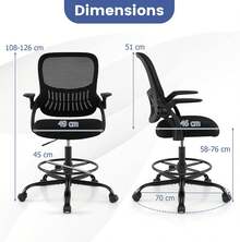 2026 New Products : Drafting Chair, Ergonomic Swivel Office Chair With Adjustable Footrest, Height Adjustable Mid-Back Padded Executive Task Computer Desk Chairs - Black - View 3