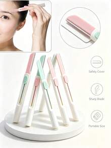 1pc Cylindrical Retractable Eyebrow Trimming Set, Micro-Precision , Makeup Tool, Retractable Eyebrow Trimmer, Cylindrical Design, Easy To Operate, Unisex, Can Precisely Trim And Shape Eyebrows. Professional Facial Micro-Crystal Exfoliating For Women, Sharp And Gentle Facial Trimmer; Multi-Functional Facial Exfoliating Razor, Can Remove Facial Fuzz, Fine Eyebrows, Lip Hair And Excess Body Hair; Suitable For All Skin Types; - Multicolor - View 1