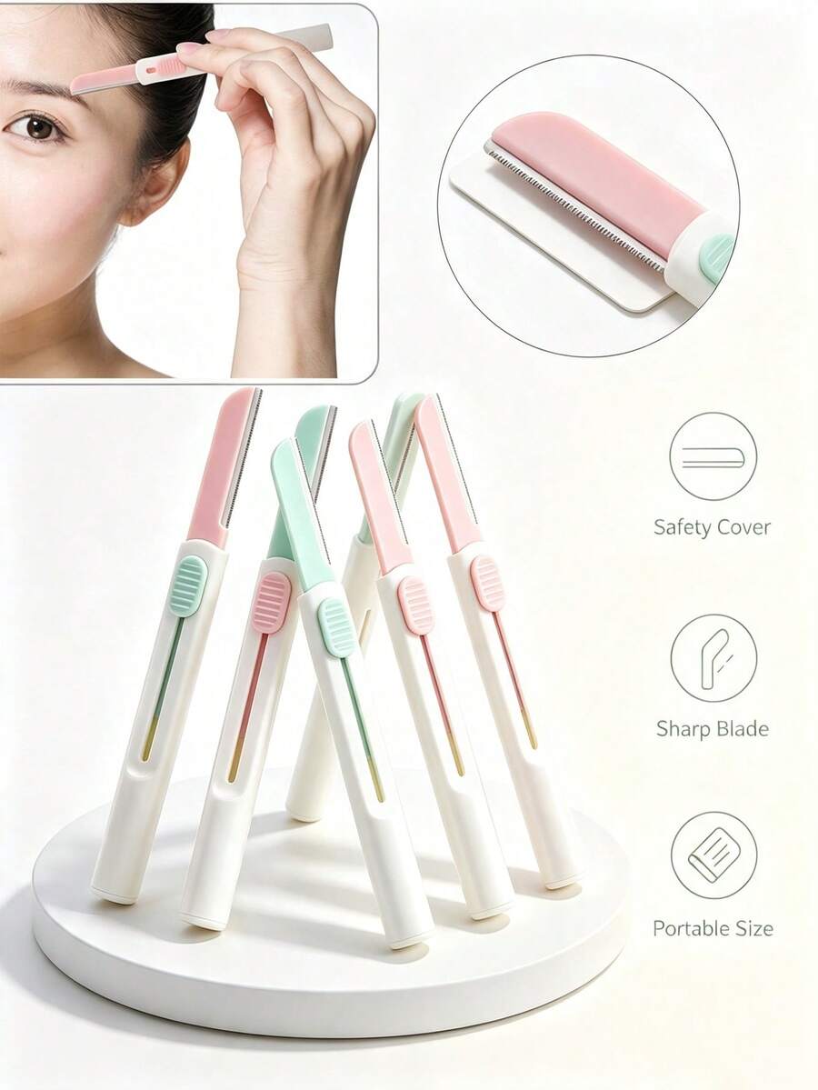 1pc Cylindrical Retractable Eyebrow Trimming Set, Micro-Precision , Makeup Tool, Retractable Eyebrow Trimmer, Cylindrical Design, Easy To Operate, Unisex, Can Precisely Trim And Shape Eyebrows. Professional Facial Micro-Crystal Exfoliating For Women, Sharp And Gentle Facial Trimmer; Multi-Functional Facial Exfoliating Razor, Can Remove Facial Fuzz, Fine Eyebrows, Lip Hair And Excess Body Hair; Suitable For All Skin Types; - Multicolor - View 1
