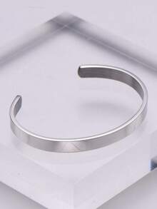 1pc Men's Fashion Stainless Steel 6MM Wide Bracelet - Style 1 - View 2