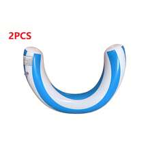 1 pieza/2 piezas Flotador inflable en forma de U de medio círculo con diseño de caramelo, flotador inflable curvo de PVC engrosado a rayas, para fiesta en la piscina y diversión en la playa - A - Ver 29