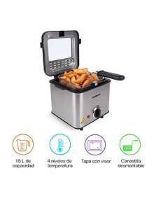 Redlemon 1.5L Compact Electric Deep Fryer, Removable Basket And Lid With Window - US A Type Plug(110-127V) - View 2