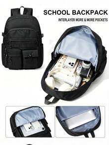 New Backpack, Laptop Backpack, Fits 14-15.6 Inch Laptops, Unisex, Lightweight And Durable, Multi-Functional Pockets, Large Capacity College Outdoor Backpack, Travel Backpack, Hiking Backpack, Lightweight Casual Daily Backpack, With Laptop Compartment, Fashion Multi-Functional Backpack, Suitable For Work, Business And College Use, Multiple Colors Available - Multicolor - View 15