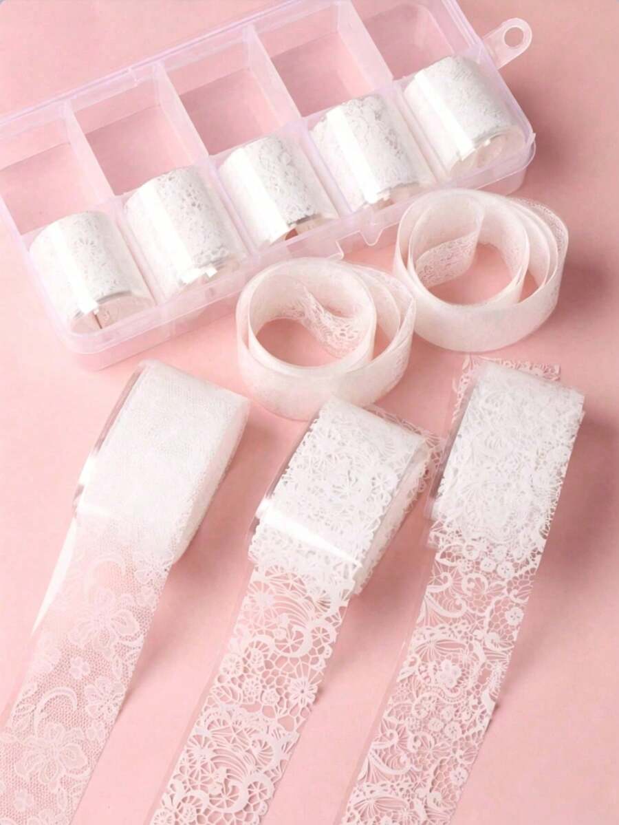 White Lace Flower Transfer Paper 10 Styles (Non-Adhesive) - 白色 - 查看 1