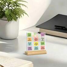 Plano 2D, 1 pieza Tarjeta de nota motivacional + Artículo decorativo con lema "NOTA PARA MÍ MISMO", Lema cálido e inspirador, Artículo decorativo de acrílico, Con base de madera, Decoración de escritorio de oficina, Suministros de escritorio de oficina. - A - Ver 4