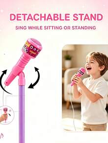 Standing Microphone Toy With Adjustable Height, Built-In Music, Realistic Microphone Design, Fun For Home Singing Performances, Party Talent Shows, Satisfying Singing Hobbies, Creating Fun Stages, Premium Creative Gift. Suitable For Halloween, Christmas, Thanksgiving And Back To School Gifts. - Multicolor - View 5