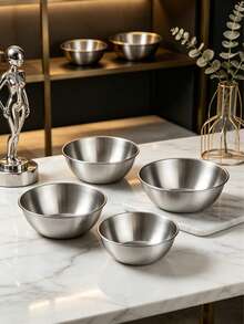 8pcs/6pcs/5pcs/1pc Stainless Steel Dipping Sauce Dish Set, Multi-Functional Round Tray With Small Bowls, Suitable For Sushi, Hot Pot, BBQ, Fried Chicken, Butter And Jam, Elegant Tableware For Dinner And Breakfast Butter Dish, Kitchen Gadget, Kitchen Essential, Suitable For Kitchen And Party Use. Christmas, Halloween, Thanksgiving Gift. - View 4