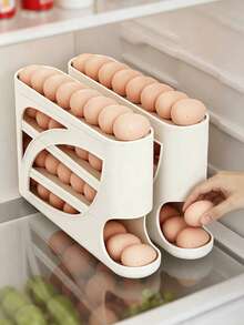 Kitchen Egg Storage Box, Refrigerator Side Door Organizer, 3-Tier Egg Holder, Food Storage Container - Multicolor - View 8
