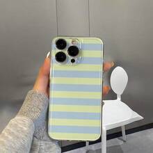 NcmRyu Korean-Style Ins Versatile Color-Block Striped Phone Case, Made Of TPU Material, With Anti-Drop Function; This Phone Case Is Compatible With Apple 17, 16, 15, 14, 13, 12, 11 Pro Max And Various Series Models. It Features Waterproof, Anti-Drop And Anti-Scratch Functions. - White - View 4