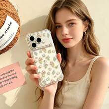 1 buah Casing Ponsel Anti Jatuh Motif Bunga Persegi Ins, Kompatibel dengan 17 16 15 14 13 12 11 Pro Max, Pelindung Ponsel Transparan Tahan Air, Tahan Guncangan, dan Tahan Gores - MultiWarna - View 5