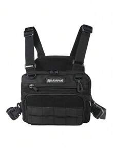 Mochila de pecho mediana con múltiples compartimentos, correas regulables, bolsa táctica resistente para hombre uso diario - Negro - Ver 1