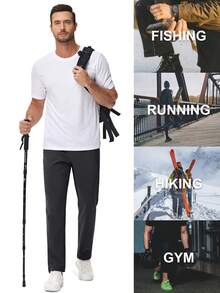 KEFITEVD Celana Track Softshell Musim Dingin Pria, Celana Sweatpants Hangat Berbahan Fleece dengan Lapisan Fleece, Peregangan 4 Arah, Potongan Lurus, Tali Serut di Pinggang, dan 3 Saku Resleting untuk Pemakaian Sehari-hari - Hitam - View 6