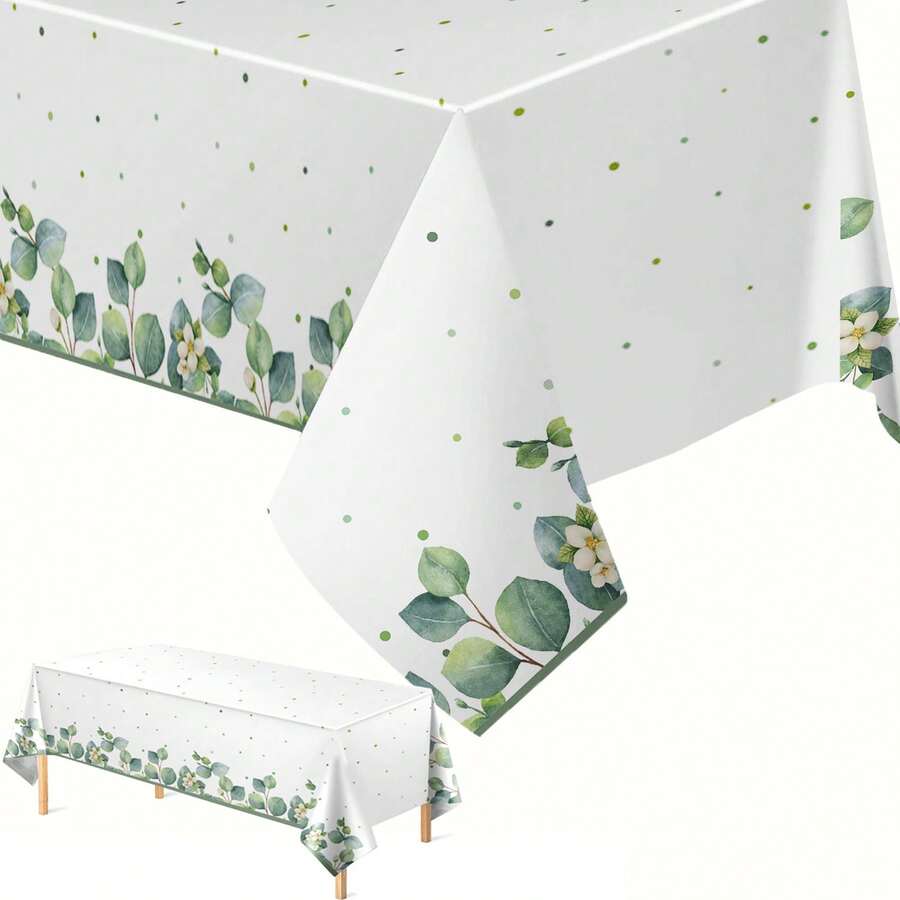 1 Pak/3 Pak Taplak Meja Sekali Pakai Hijau Sage, Pesta Pernikahan Musim Panas, Pesta Ulang Tahun, Pernikahan, Pesta Luar Ruangan, Taplak Meja Plastik, Hijau Bohemian, 54"X108" - Hijau - View 1