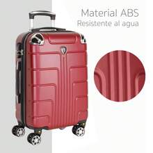Equipaje Rígido ABS 20 Pulgadas Maleta de Cabina, Asa Telescópica 3 Niveles y Esquineros Antigolpes, Perfecta para Adultos en Viajes Aéreos y Salidas Escolares - Rojo - Ver 6