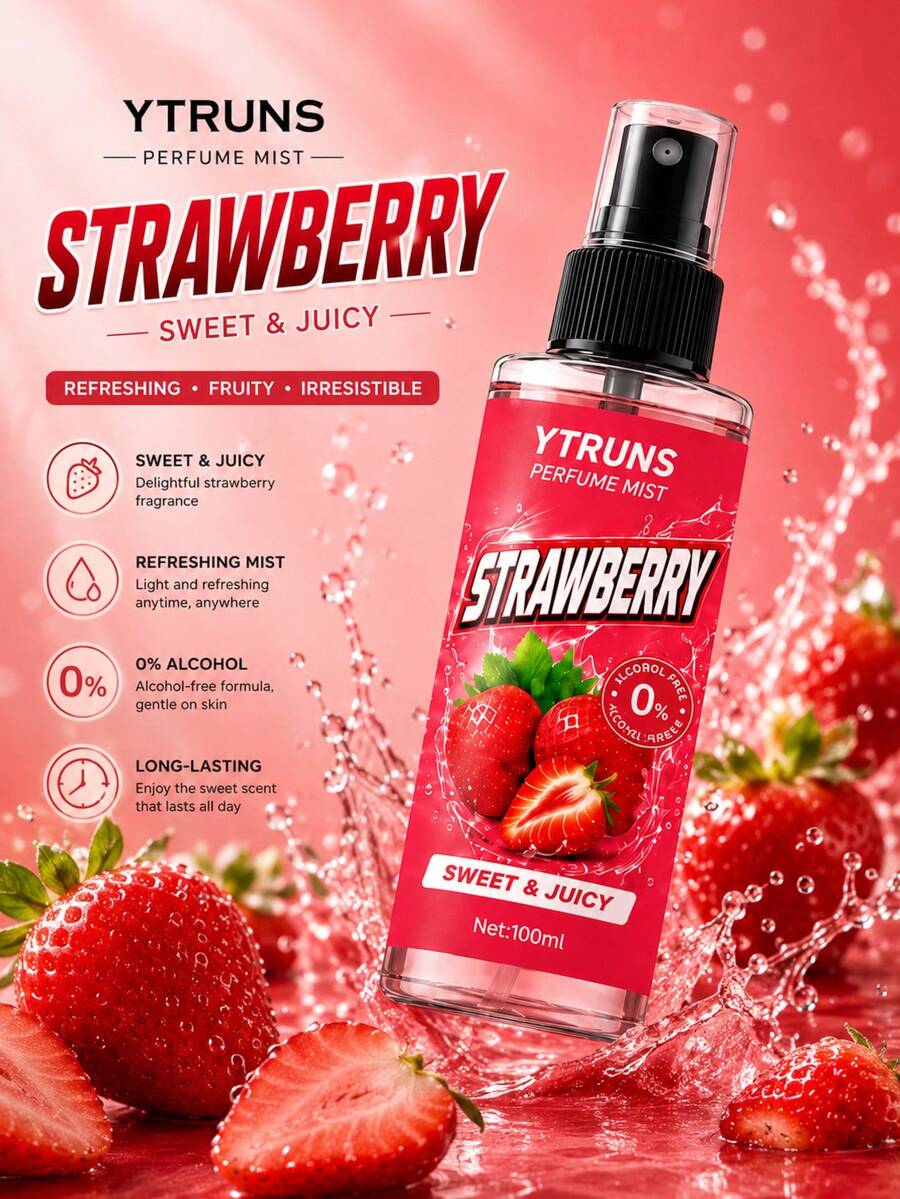 Ytruns Strawberry Fragrance Mist Sweet Juicy Scent 100ml Alcohol-Free Daily Body Spray - Assorted Scents - View 1