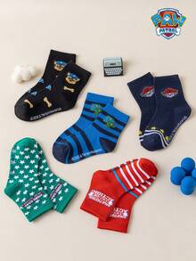 1/5/10 Pasang Kaos Kaki Anak Paw Patrol Motif Bintang Anak Anjing Lucu Kaos Kaki Musim Dingin Setengah Betis Hadiah Natal yang Menyenangkan Kaos Kaki Anak-Anak - MultiWarna - View 6