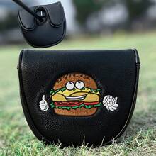1PC Semi-Circle Golf Putter Headcover, Fun Hamburger Pattern, PU Outer Shell With Soft Plush Lining, Unisex Stylish Protective Putter Cover - Multicolor - View 2