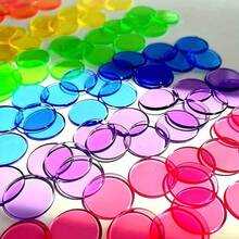 100/300/500/1000pcs Transparent Plastic Counting Markers, Suitable For Family Game Night, Mixed Color Bingo Counting Markers, Transparent Bingo Markers, Bingo Set For Game Night And Counting Tasks, Bingo Accessories - Multicolor - View 1