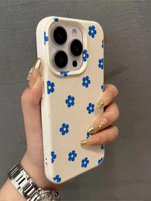 1 buah Casing Ponsel Motif Bunga Biru Layar Penuh Kreatif dan Modis, Anti Jatuh, Anti Gores, Anti Sidik Jari, Tekstur Kulit TPU Lembut, Pelindung Kompatibel dengan Apple 11/12/13/14/14plus/15/15plus/16/16plus/7/8plus/17/17pro dan Model Lainnya - MultiWarna - View 2