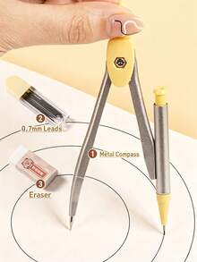 1/7/17/22pcs Stationery Set, Complete Student Supplies Set With Portable Pencil Case, Geometry Set, Pencils, Rulers, Compasses And Writing Tools, All-In-One Student Learning Set, Back To School Classroom Essentials, School Supplies, School Stationery, Ideal Student Birthday Gift, Christmas Gift - Multiple Styles - View 6