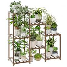 Bamworld - Soporte para plantas para interiores y exteriores, estante para plantas de madera para múltiples plantas, soporte para plantas de 3 niveles, soporte para plantas para sala de estar, patio, Soporte para plantas múltiples de 3 niveles, escalera, para sala de estar, patio, decoración del hogar, para - Multicolor - Ver 9