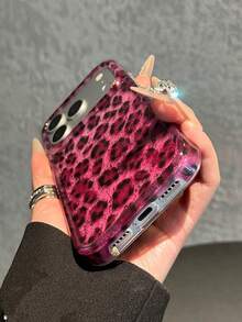Compatible With Apple 17 Pro Max, 16 Pro, 15, 14 New IMD Protective Case, Super Cute Unique Niche Design, Anti-Collision, Cute Pink Leopard Print Shockproof Phone Shell - Pink - View 5