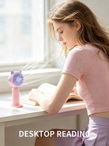 AOYI 1pc AA Battery Operated Portable Handheld Mini Fan With Base And 1 Speed Setting For Outdoor, Simple Style - Gradient - View 9