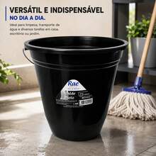 Balde Plástico 7,5 Litros Alça Metal Reforçado Multiuso Limpeza Faxina Jardinagem Profissional - Multicolorido - Visão 7