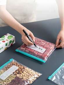 可重複使用塑膠密封袋,適用於冰箱食物儲存,多功能夾式密封,方形容器組,耐用加厚雙鎖氣密保鮮袋,適用於廚房儲存與食物保存 - 查看 8
