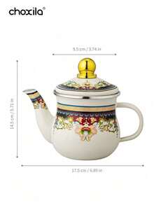 choxila 1pc Enamel Kettle, Large Capacity, Suitable For Gas Stove And Induction Cooktop - Pomegranate Flower Enamel Pot - View 10