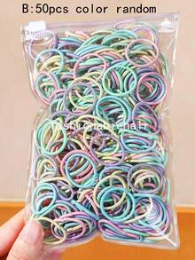 100/50/20pcs Girls Spring Color Hair Ties Hair Accessories Sweet Cool Korean Princess Style All-Match Versatile Non-Damaging Hair Accessories For Daily Use - Multicolor - View 8