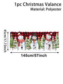 1件裝聖誕雪人聚酯纖維窗簾帷幔，短款窗簾附穿桿袋，2026聖誕裝飾，適用於居家臥室、客廳、廚房、浴室、洗衣房的聖誕季節短窗簾裝飾 - 白色 - 查看 7