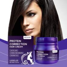 EELHOE Protein Straightening Cream Moisturizes, Nourishes, Softens, And Nourishes Hair. Care For Hair Quality Without Pulling And Straightening,Moisturizing And Smooth, Making Hair Less Prone To Tangling, Suitable For Curly, Dry, Wavy Hair - 紫色 - 查看 6