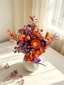 1 Set Artificial Autumn Color Floral Bouquet Set, For Home Decor, Valentine's Day Gift, Hand Bouquet And Corsage Set, Photography Props, Suitable For Bohemian Style Room Floral Decoration, Wedding Vase Bedroom Floor Decoration - Multicolor - View 9