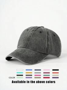 1pc Unisex Vintage Curved Brim Washed Baseball Cap, Solid Color Design, Simple Daily Versatile Item - Multicolor - View 2