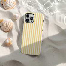 Shockproof Striped Pattern Fashion Phone Case, Striped Green Retro Cream Green Line French Elegant Phone Case, Compatible With IPhone17 IPhone16 15 14 IPhone13 12 11 Pro Max Spring Model - 白色11 - 查看 1
