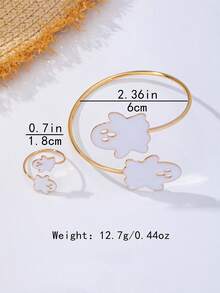 2pcs/Set Drip Oil Ghost Pumpkin Bat Bracelet & Ring Set, Gothic Fashion Punk Jewelry For Holiday Party - Black Bat - View 7
