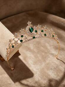 1pc Women's Fashion Princess Crown Sweet Rhinestone Birthday Hair Accessory Headband - 44013 Green - View 3