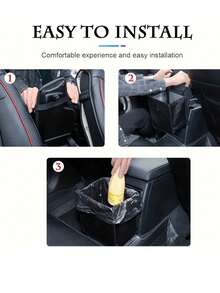 Waterproof Black Trash Can - Hanging Armrest Trash Bin, Suitable For Car Interior - Fits All Car Models - Multi-Functional Practical Car Storage Bag - A - View 6