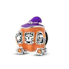 1pc Silver-Plated Halloween Theme DIY Beaded Accessory, Pumpkin, Haunted House, Coffin, Skull, Ghost Multiple Pendant Styles, Vintage Distressed Enamel Craft, Compatible With Snake Chain Bracelet And Necklace Assembly, Holiday Atmosphere Handmade Accessory Parts - Multicolor - View 17
