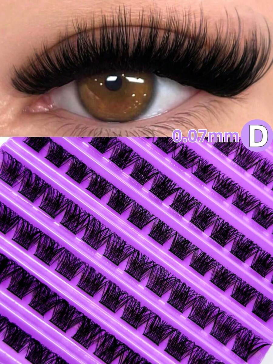120pcs Thin Single Cluster False Eyelashes, Natural Look, D Curl, Fluffy, DIY Lash Extensions, Salon-Grade Dense Length, Easy To Wear, Reusable, Comfortable Fit