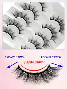 ENCHUW 5 Pairs Of Natural False Eyelashes Natural Look Soft And Fluffy Eyelashes 3D Curling DIY At Home Suitable For Daily Outings, Dates, And Party Use - Black - View 2