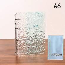 Cuaderno con pegatinas de burbujas transparentes con relieve de patrón ondulado, tamaño A6, con páginas de pegatinas extraíbles, soporte de tarjetas transparente, encuadernación de hojas sueltas, material acrílico, que se puede usar como portada de cuaderno, manual, soporte de tarjetas, libro de pegatinas, álbum y otros artículos de papelería - A - Ver 18