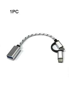 1pc 2 In 1 OTG Cable Adapter - Grey - View 8
