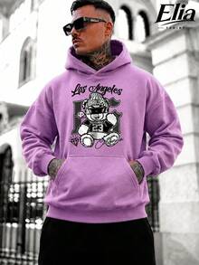 Blusa Moletom Streetwear Cultura Urbana Moda de Rua Hip Hop Skatista Blusa de Frio Unissex Masculino Feminino com Bolso e Capuz Algodão Lançamento Várias Cores!! - Lavanda - Visão 3