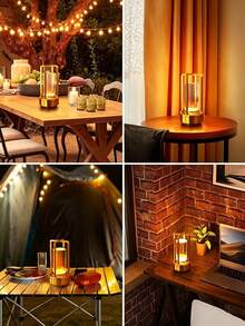 1pc Luxury Rechargeable Touch LED Night Lamp, 2200K-6000K 3 Color Stepless Dimming Cordless Lantern, Portable Ambience Table Light For Bedside Dining Outdoor Party Decor - 1200mAh+3-color Light - View 11
