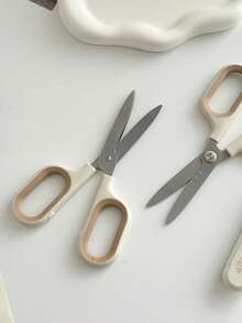 1pc Wheat Straw Scissors, 2-In-1 Retractable, Stainless Steel Manual Shears, Round Tip For Hands, Portable Dual-Purpose, Suitable For Office, Home, School, DIY Art Cutting, Envelopes, Opening, Parcel Boxes - Stainless Steel - View 4