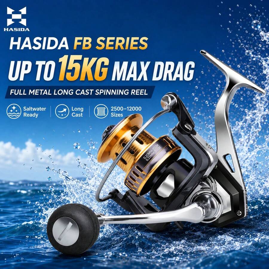 HASIDA HISTAR FB Full Metal Spinning Reel 10000 Zero Gap Design Saltwater Corrosion Resistant Long Cast Surf Reel Suitable For Sea Rod Anchor Fishing Offshore Saltwater Fishing - Black - View 1